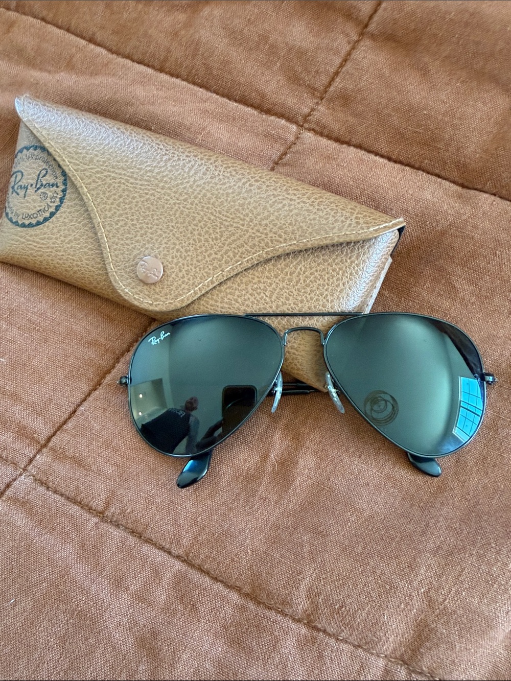 Ray-Ban Aviator Sunglasses in Black with Brown Case